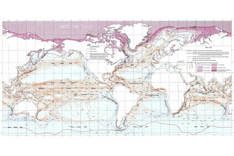 Atlantische Umwälzbewegung: Warmes Wasser wird aus den südlichen Regionen des Atlantiks in den Norden transportiert. Dort kühlt es runter und sinkt in Polnähe ab. Als kalte Strömung fließt es in der Tiefe wieder nach Süden.