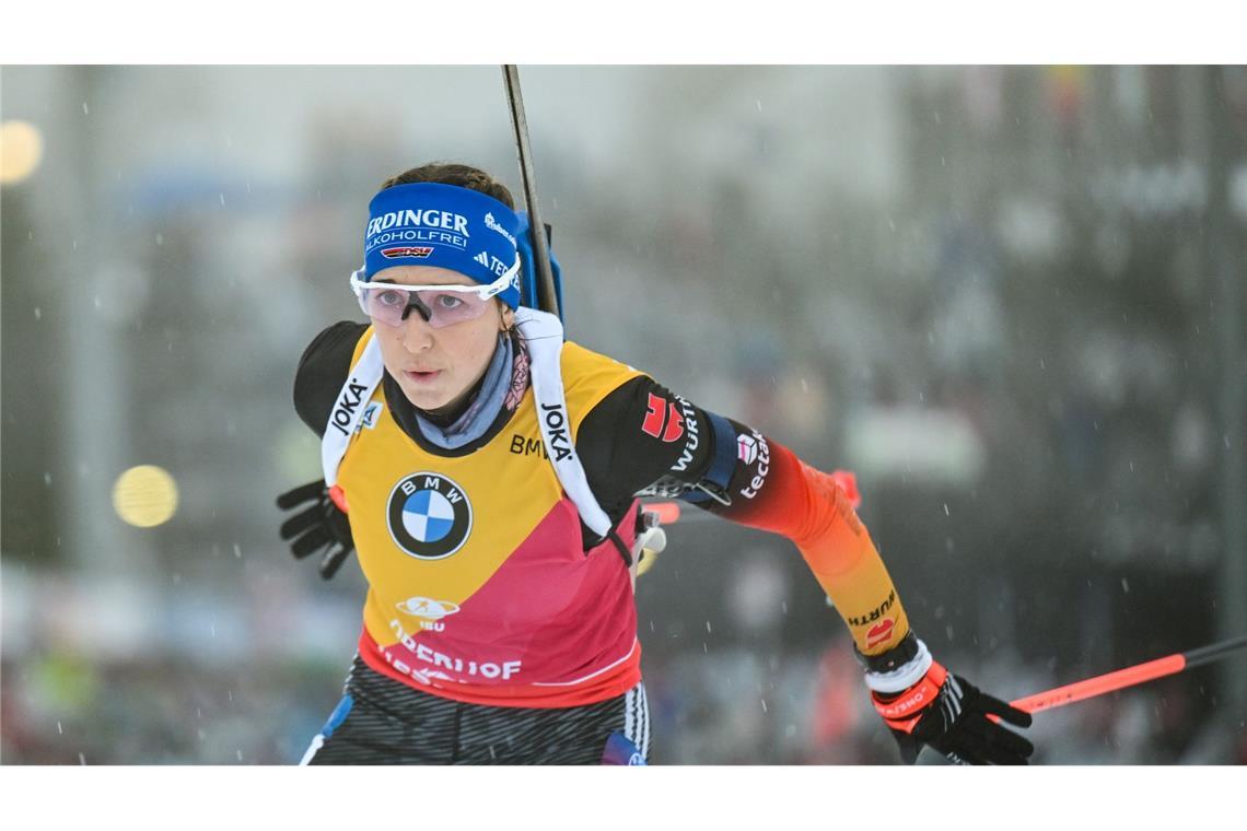 Auch in Ruhpolding tritt Franziska Preuß im Gelben Trikot an.