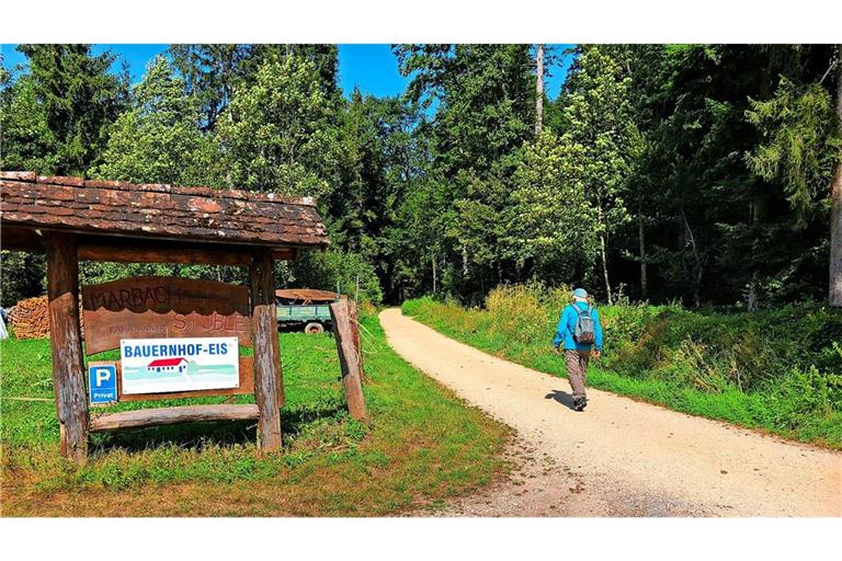 Auf dem Weg ins Marbachtal: Wanderer bei Börtlingen-Zell.