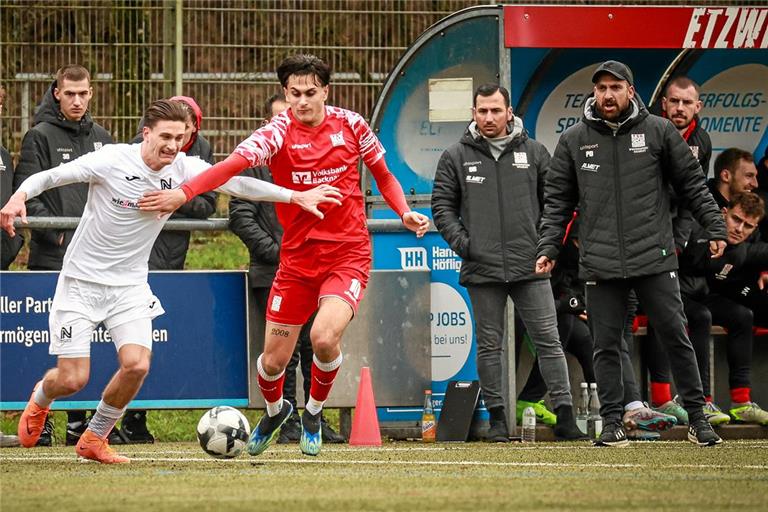 Auf Kunstrasen gab es für das Team von Trainer Pavlos Osipidis (rechts) zuletzt den dritten Saisonheimsieg. Foto: Alexander Becher