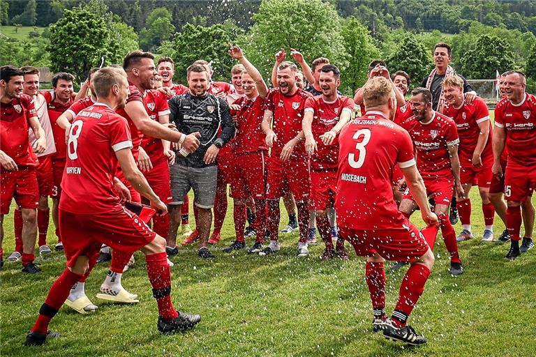 Ausgelassen bejubeln die Sulzbacher Fußballer die Doppelmeisterschaft in der Kreisliga B2 und B5. Foto: Alexander Becher