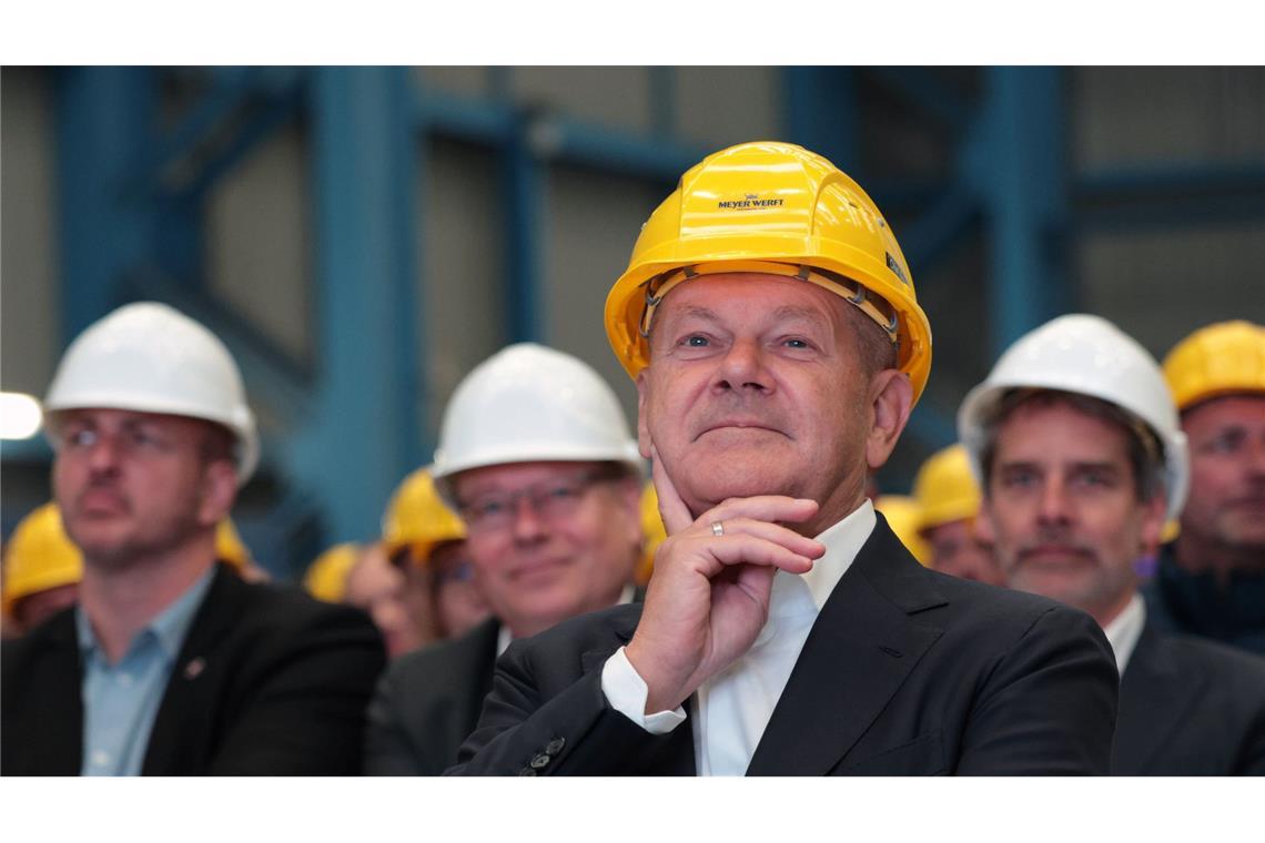 Bundeskanzler Scholz hat der Meyer Werft die staatliche Hilfe zugesichert. (Archivbild)