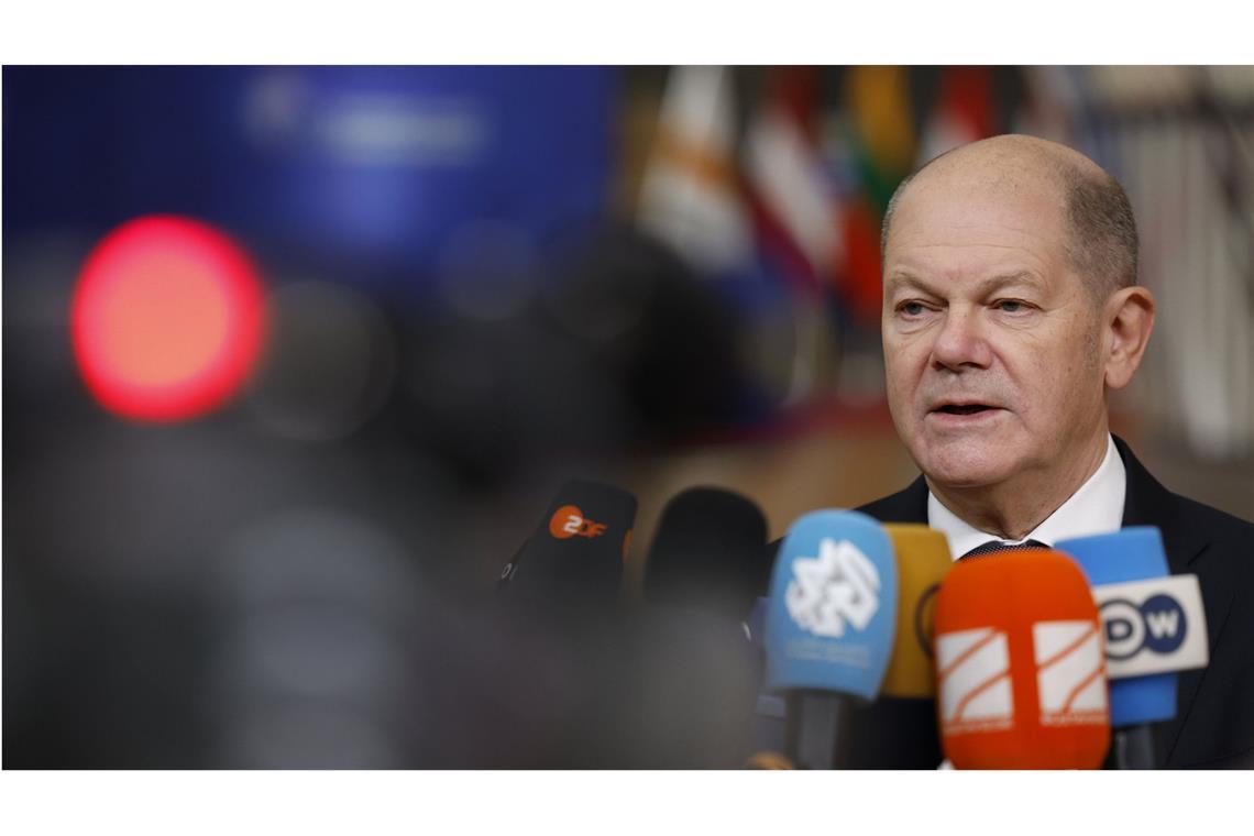 Bundeskanzler Scholz wirbt beim EU-Gipfel in Brüssel für die weitere Unterstützung der Ukraine.