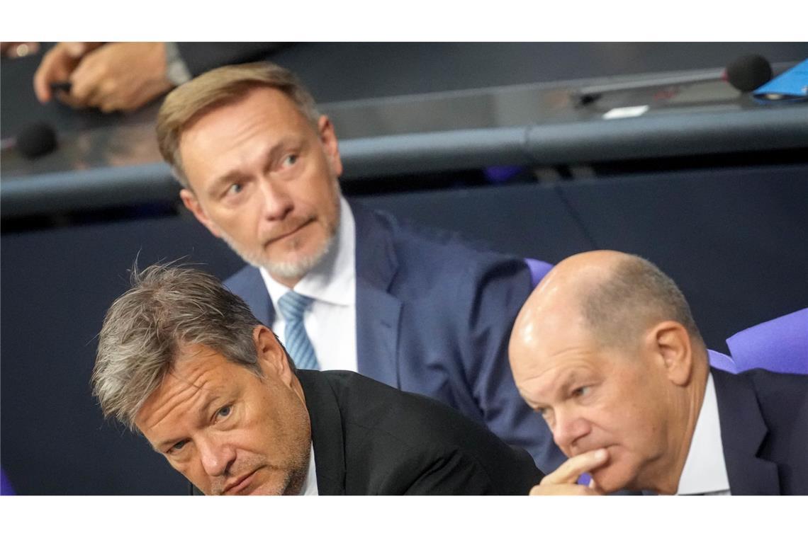 Christian Lindner, Robert Habeck und Olaf Scholz möchten vor den Neuwahlen noch ein Steuergesetz beschließen. (Archivbild)