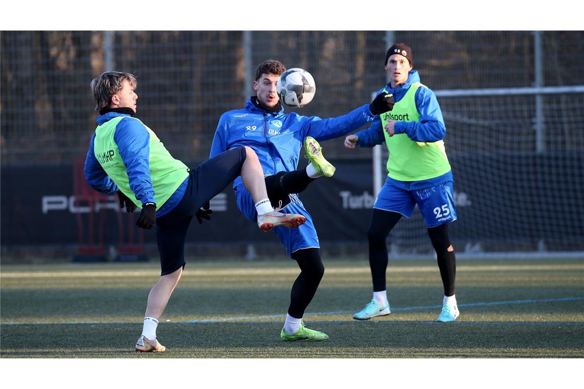 David Stojak im Trainingsspiel gegen David Kammerbauer (li.) und Paul Polauke