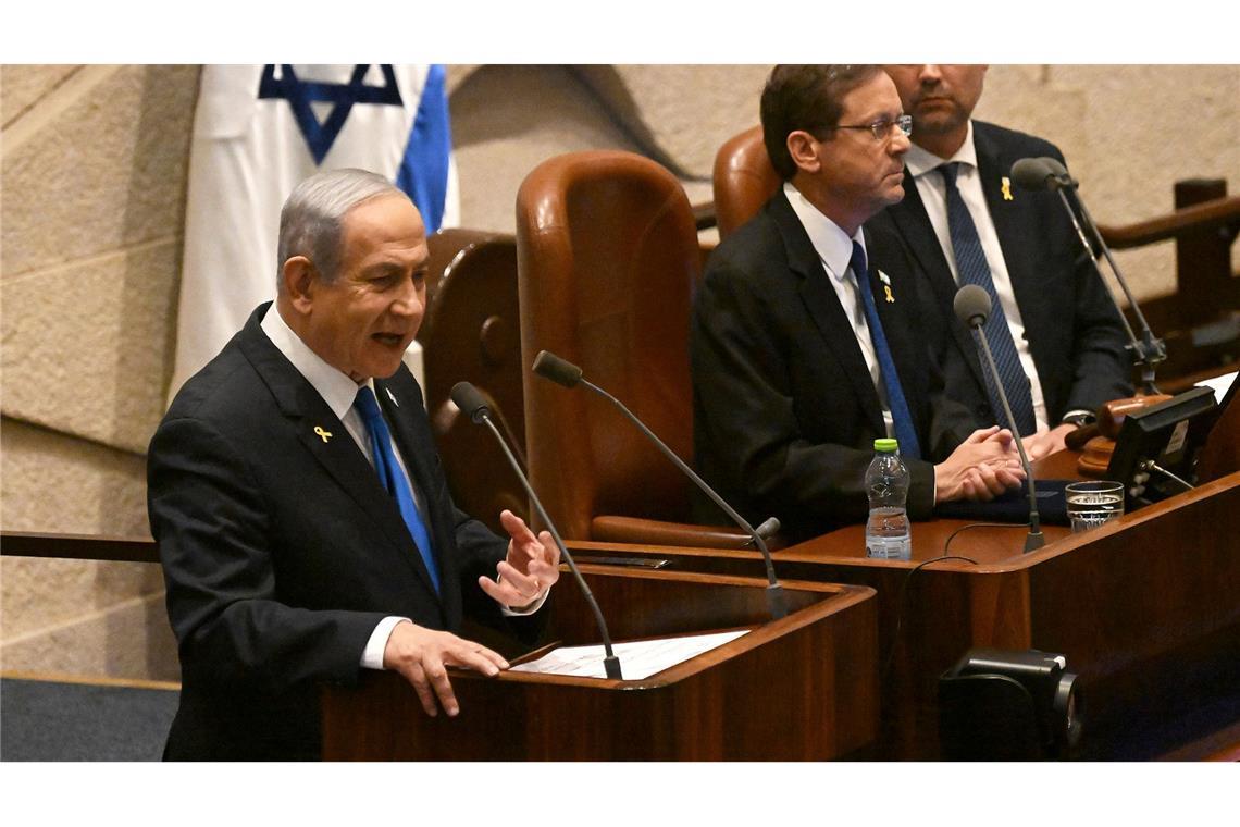 Der israelische Ministerpräsident Benjamin Netanjahu im Parlament