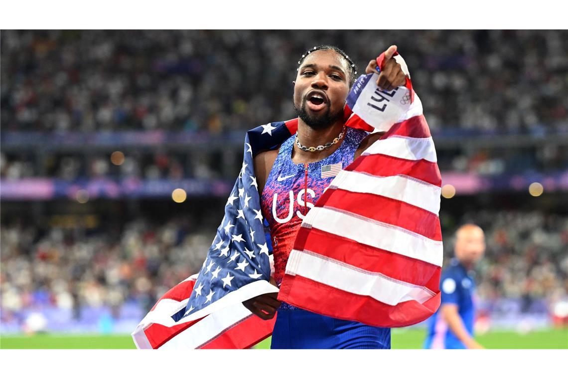 Der schnellste Mann in Paris: Noah Lyles aus den USA gewinnt Gold über 100 Meter.