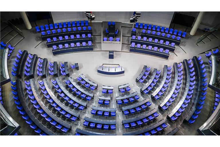 Der Sitzungssaal im deutschen Bundestag.