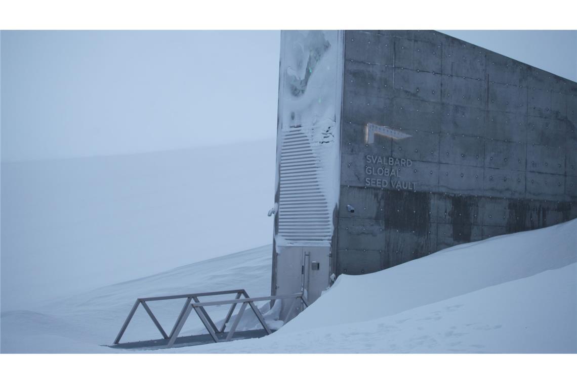 Eine schwere Stahltür führt eingebettet in einen spektakulären Betoneingang ins Innere eines schneebedeckten Berges. (Archivbild)