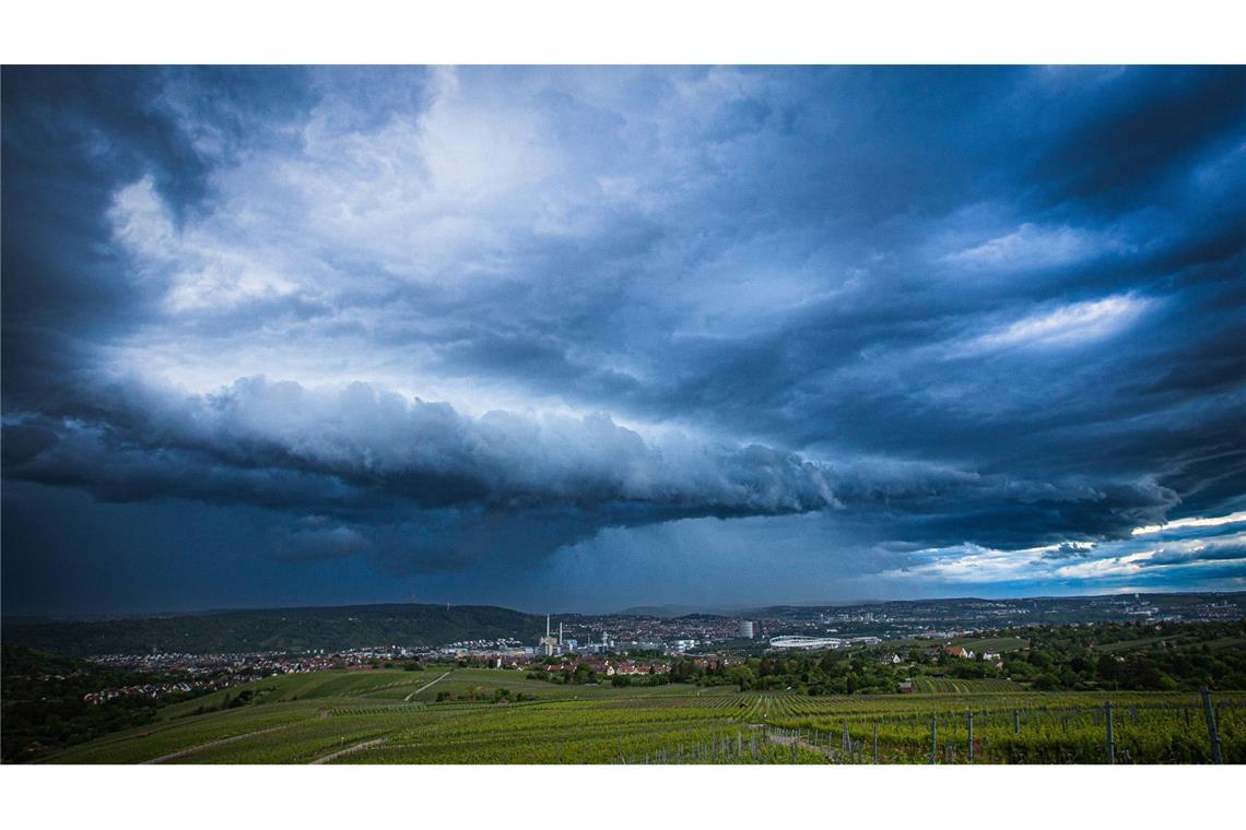 Eine Unwetterzelle über Stuttgart