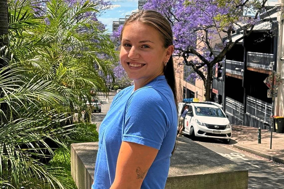 Emelie Petz in Sydney: Die 21-Jährige sieht sich auf einem guten Weg. Foto: privat