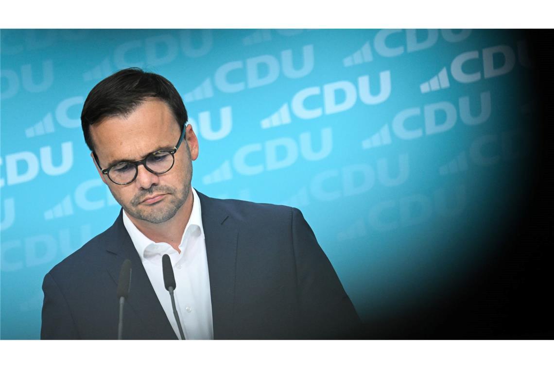 Enttäuscht über hohe Wahlverluste ist CDU-Spitzenkandidat Jan Redmann.