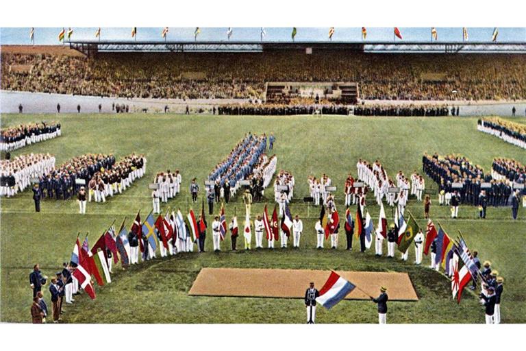 Eröffnung der Olympischen Sommerspiele 1924 im Pariser Olympiastadion.