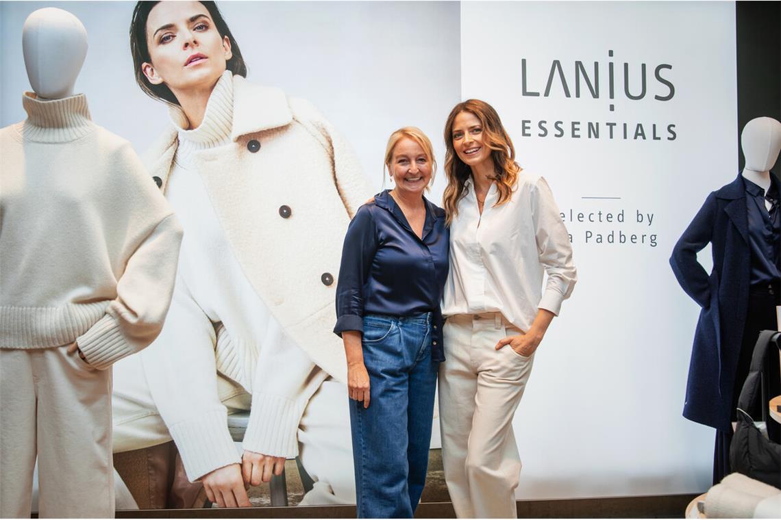 Eva Padberg (rechts, mit Claudia Lanius) trägt in Stuttgart Teile der Kollektion „Lanius Essentials“. Eva Padberg (rechts, mit Claudia Lanius) trägt in Stuttgart Teile der Kollektion „Lanius Essentials“.