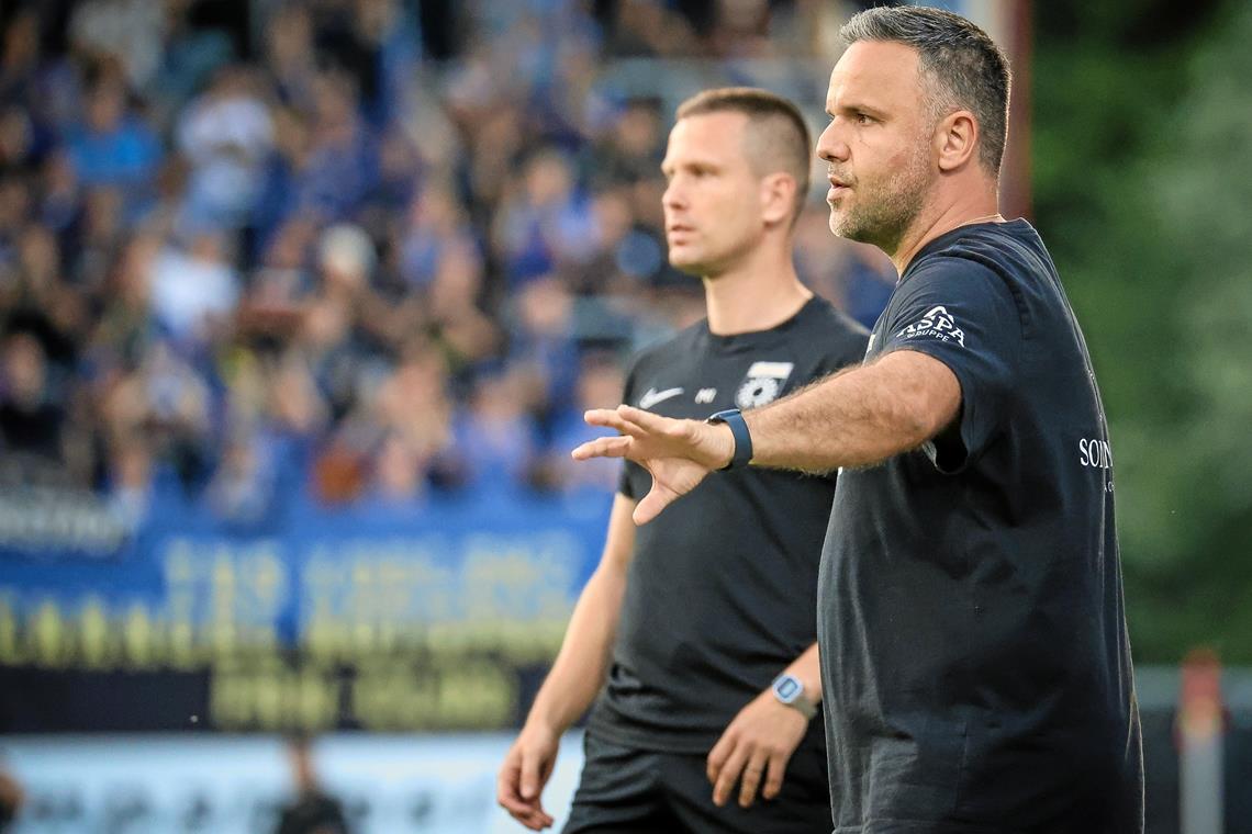 Evangelos Sbonias (rechts) und Marcel Ivanusa bilden weiterhin ein Gespann. Nun aber nicht mehr in Großaspach, sondern beim 1: FC KölnII. Foto: Alexander Becher