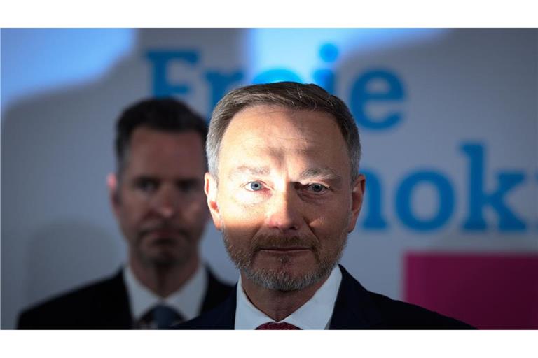 FDP-Chef Lindner am Wahlabend in der Parteizentrale.