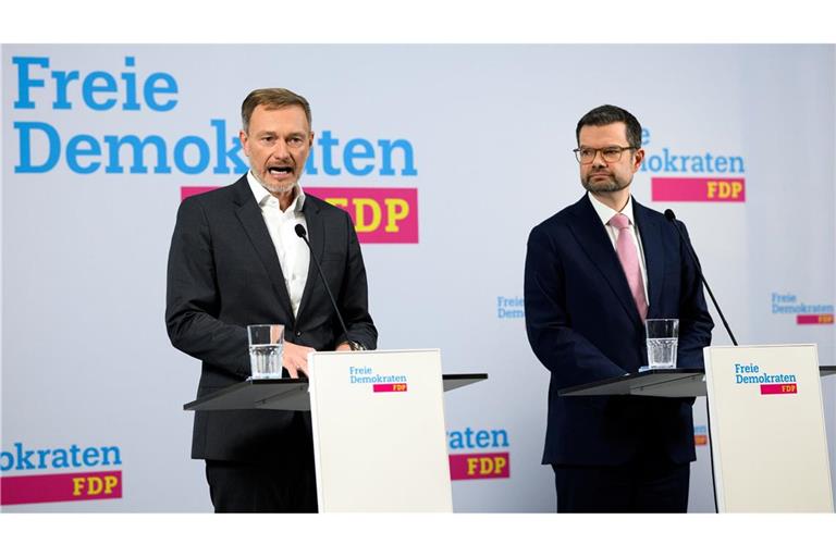 FDP-Chef Lindner und der neue Generalsekretär Buschmann äußerten sich am Montag. (Symbolbild)