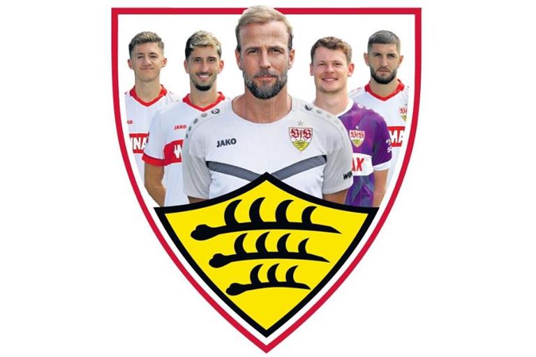 Geben beim VfB den Ton an (von links): Angelo Stiller, Atakan Karazor, Trainer Sebastian Hoeneß, Alexander Nübel und Jeff Chabot 
         
           Fotos: Baumann  Montage: Sebastian Ruckaberle