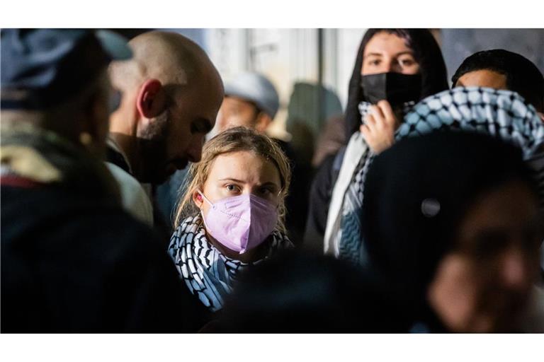 Greta Thunberg war am Montag, dem Jahrestag des Hamas-Massakers in Israel, auf einer propalästinensischen Demonstration in Berlin.