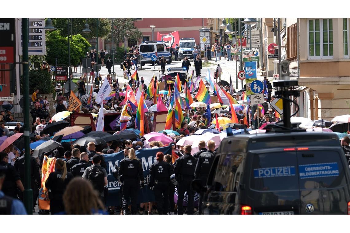 Großer Polizeieinsatz beim CSD in Bautzen.