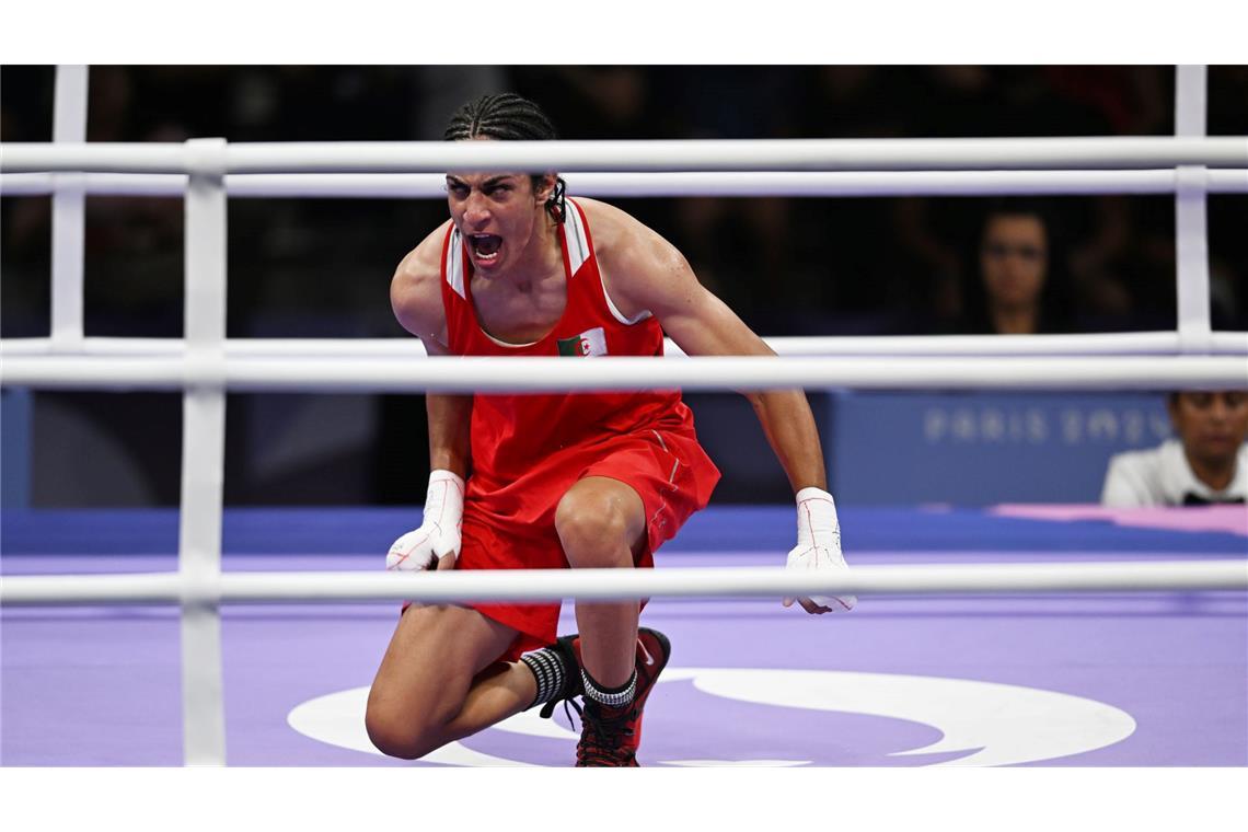 Hält dem Druck stand: Algeriens Boxerin Imane Khelif holt eine Medaille.