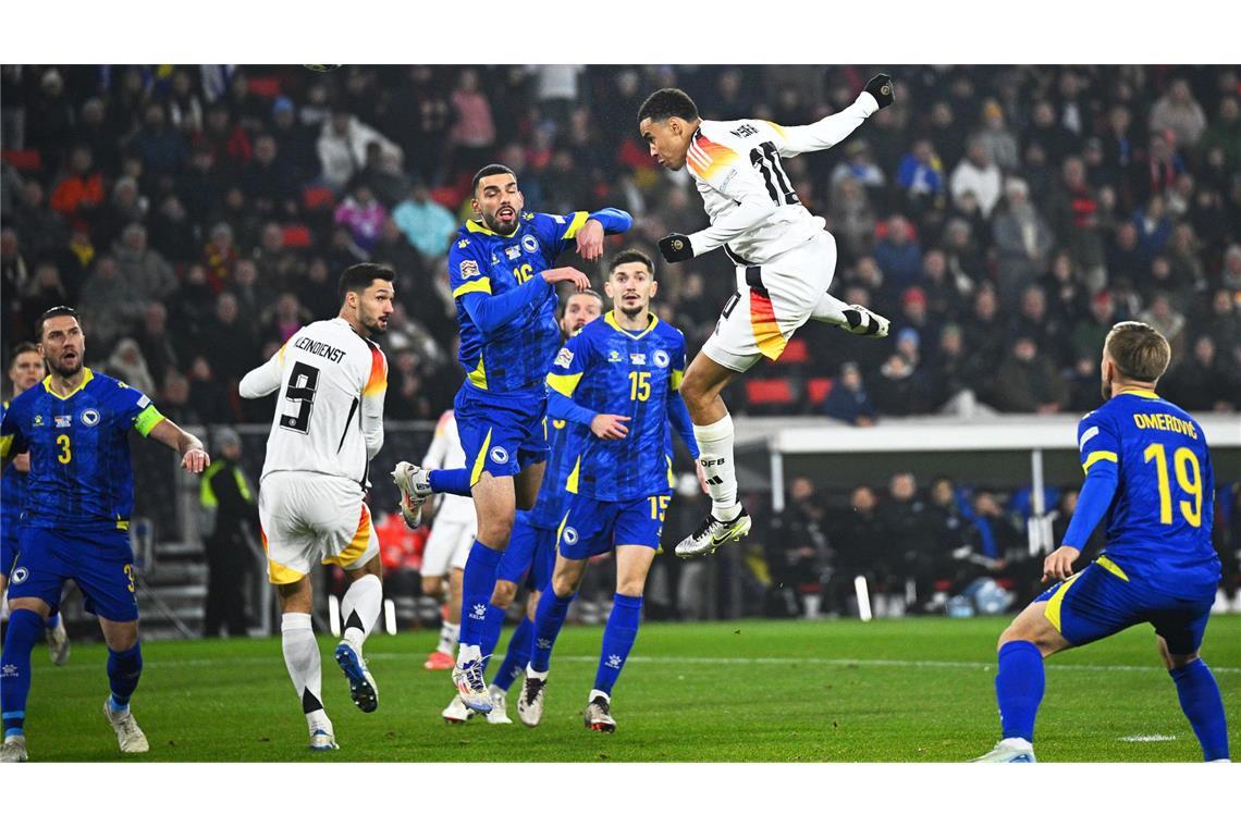 Jamal Musiala erzielt den Treffer zum 1:0 gegen Bosnien-Herzegowina