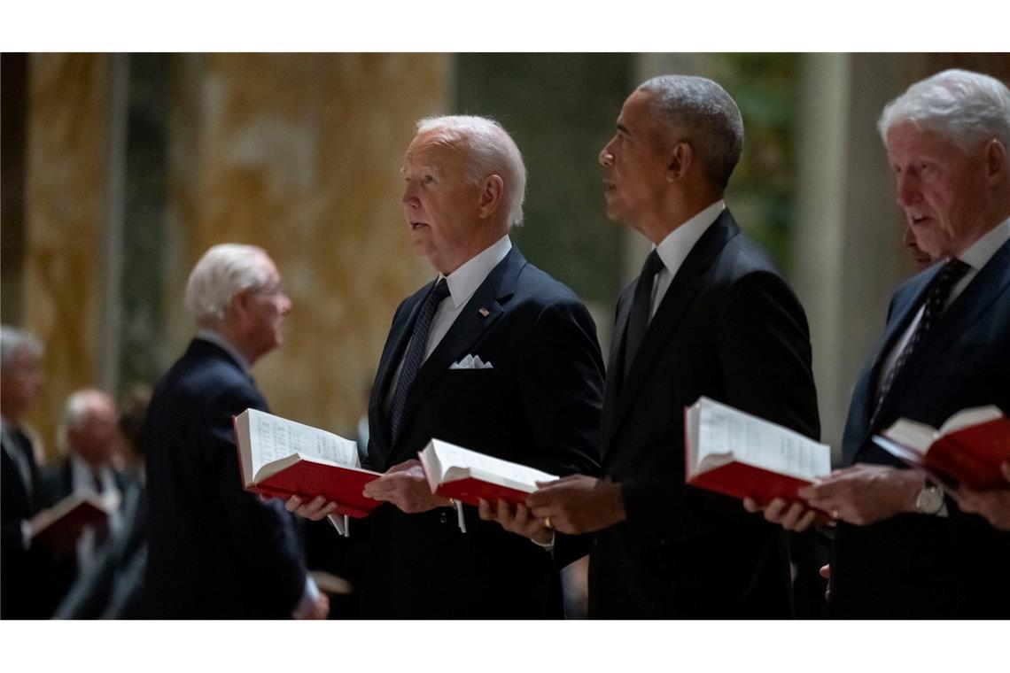 Joe Biden und seine Amtsvorgänger beim Gedenkgottesdienst für Ethel Kennedy