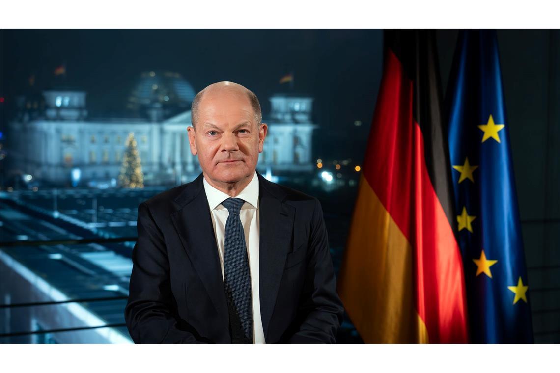 Kanzler Olaf Scholz: "Kraft entsteht aus Zusammenhalt."