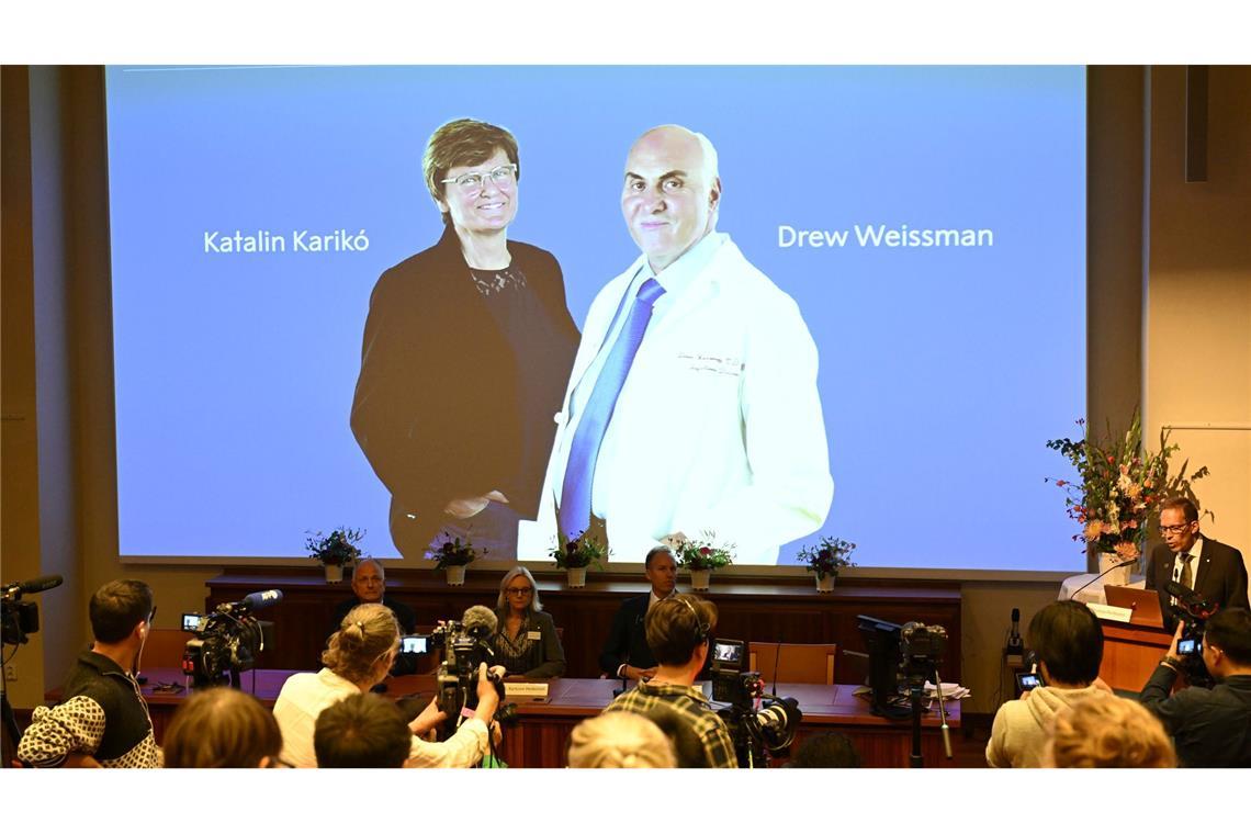 Katalin Karikó und Drew Weissman wurden 2023 mit dem Medizin-Nobelpreis ausgezeichnet.