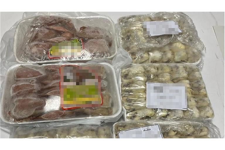 Knapp 100 Kilo Fleisch, darunter 130 tiefgefrorene und für den Verzehr vorbereitete Singvögel, stellte der Zoll in Friedrichshafen sicher.