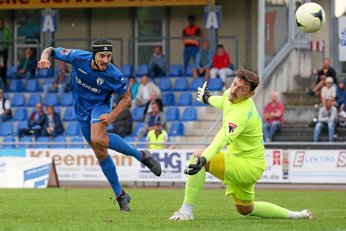 Kopfballstark und mit einem ausgeprägten Torriecher ausgestattet: Dominik Salz wechselt von Freiberg nach Großaspach. Foto: Baumann