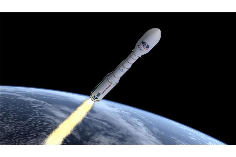 Künstlerische Darstellung der Trägerrakete Vega-C: Knapp zwei Jahre nach dem Fehlstart des ersten kommerziellen Flugs der europäischen Vega C ist erstmals wieder eine Rakete des Typs ins Weltall gestartet.