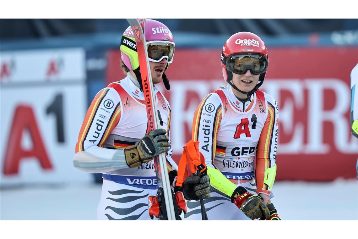 Linus Straßer (l.) und Lena Dürr schieden mit dem deutschen Team im WM-Viertelfinale gegen die Schweiz aus.