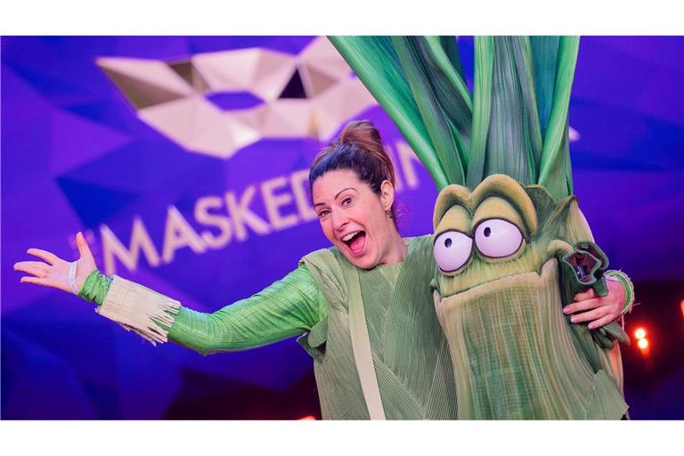 Madita van Hülsen als „Der Lauch“ in der Prosieben-Show „The Masked Singer“.