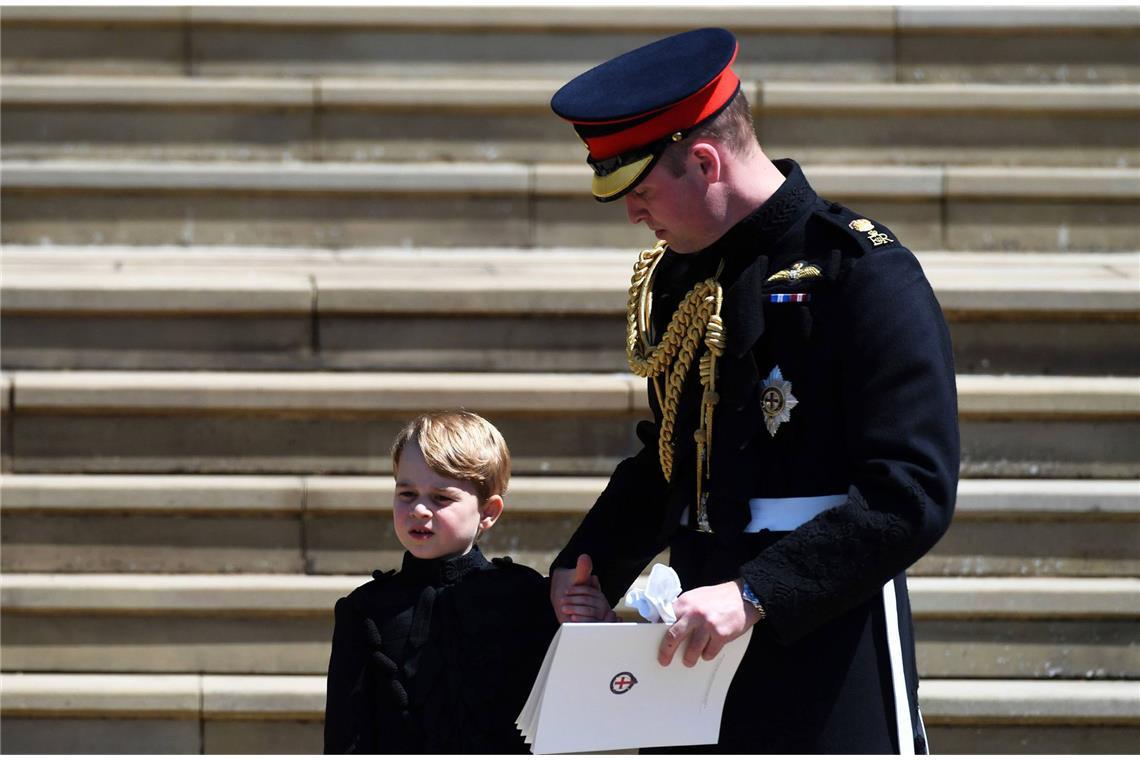 „Mini me“: Prinz George und sein Vater William bei der Hochzeit von Prinz Harry und Meghan Markle.