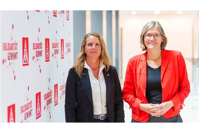 Nadine Boguslawski (l), Tarifvorständin der IG Metall, und Christiane Benner, Erste Vorsitzende der IG Metall. (Archivbild)