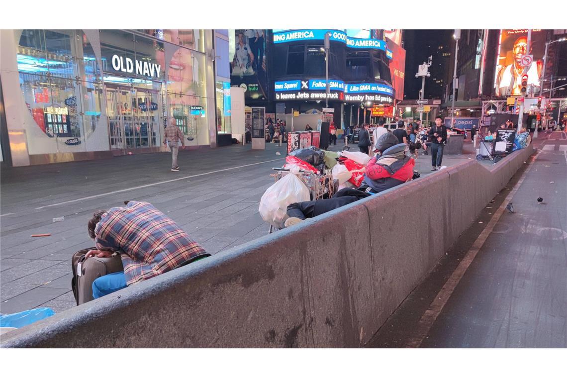 Obdachlose am Times Square in New York