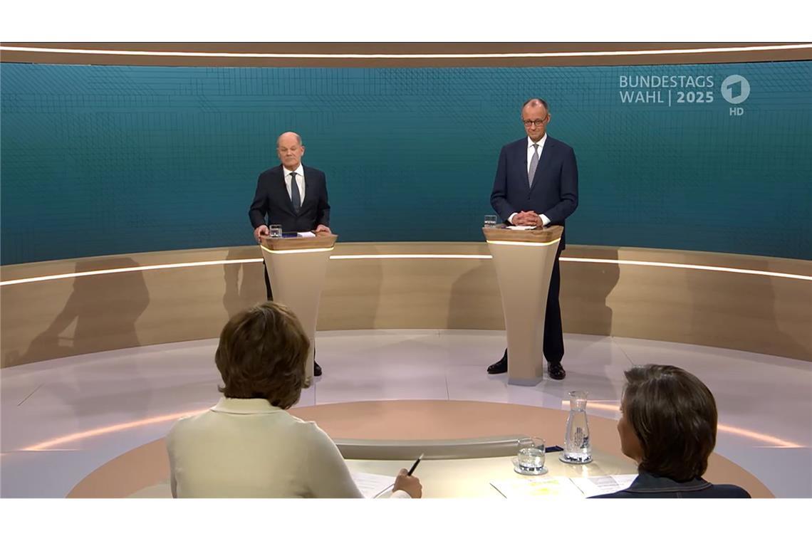 Olaf Scholz und Friedrich Merz schenken sich im TV-Duell nichts.