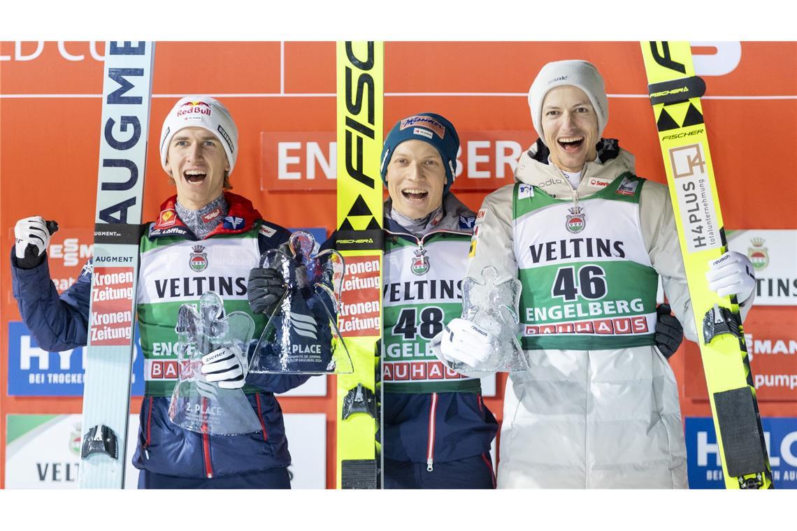 Podium ohne Deutsche: Die Österreicher Hörl und Tschofenig glänzen im Weltcup.