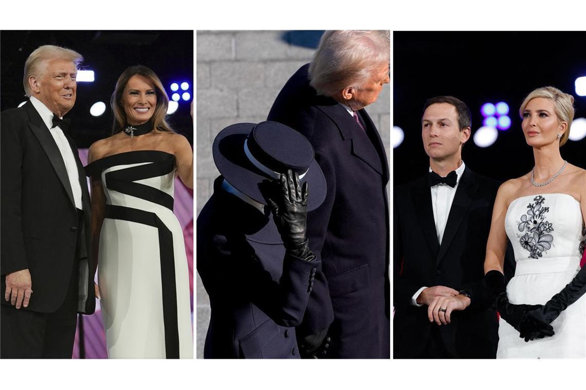 Präsidentschaft 2.0: Donald und Melania Trump beim „Commander in Chief Ball“ und bei Trumps Vereidigung, Jared und Ivanka Trump in Abendgarderobe.