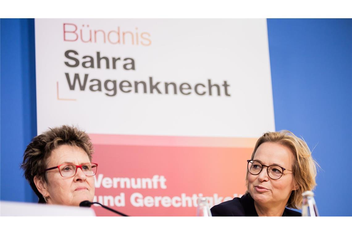 Sabine Zimmermann (l.) leitet den Landesverband des BSW in Sachsen, Katja Wolf (r.) den in Thüringen.