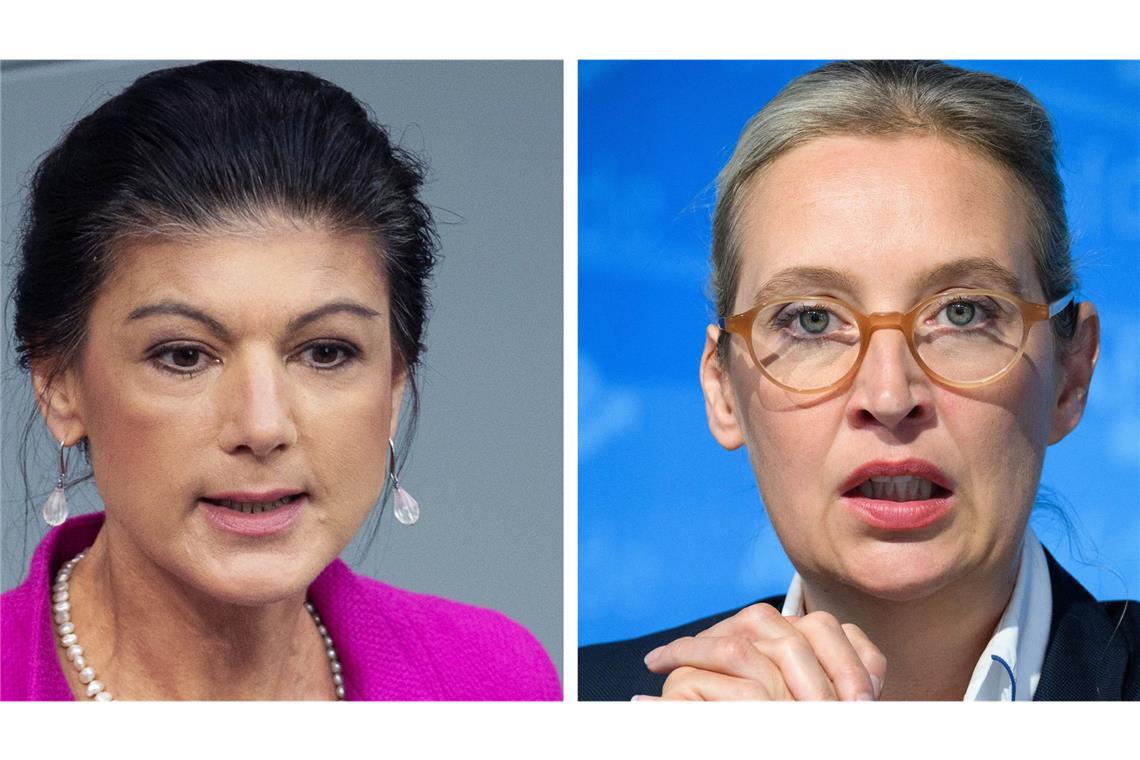 Sahra Wagenknecht (links, BSW) und Alice Weidel (AfD) treffen in einem TV-Duell aufeinander.