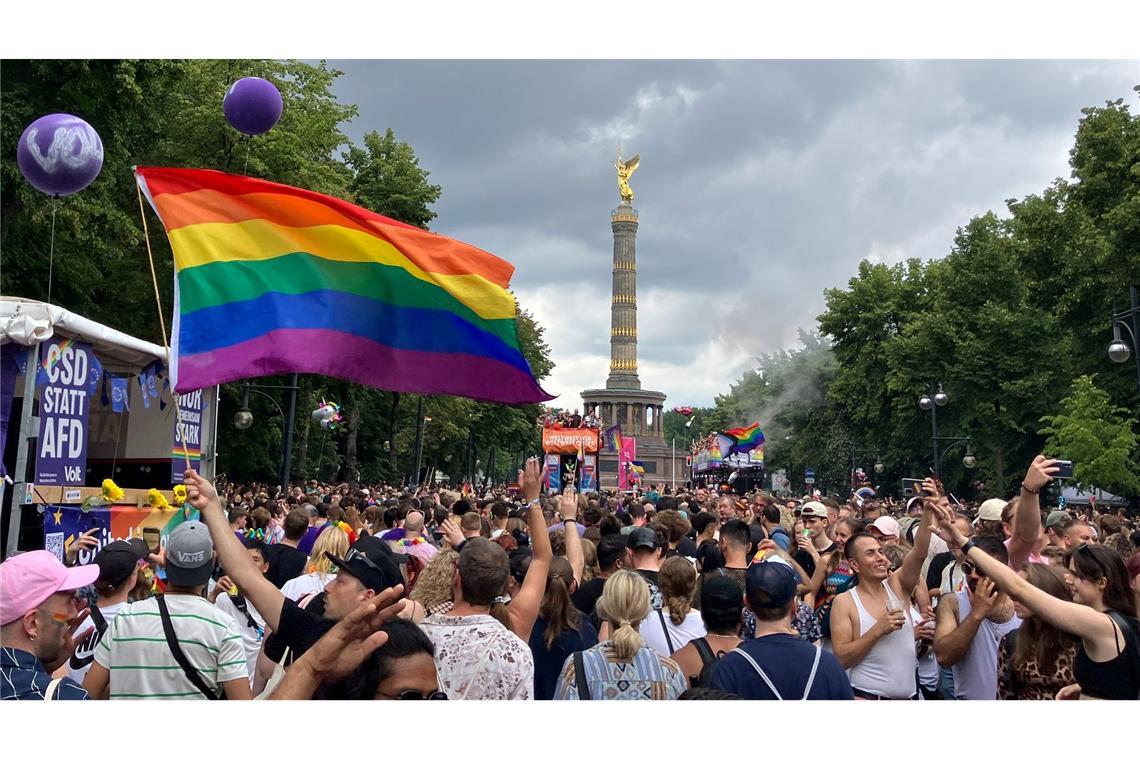 Schlusspunkt des Demo-Umzugs war die Siegessäule.