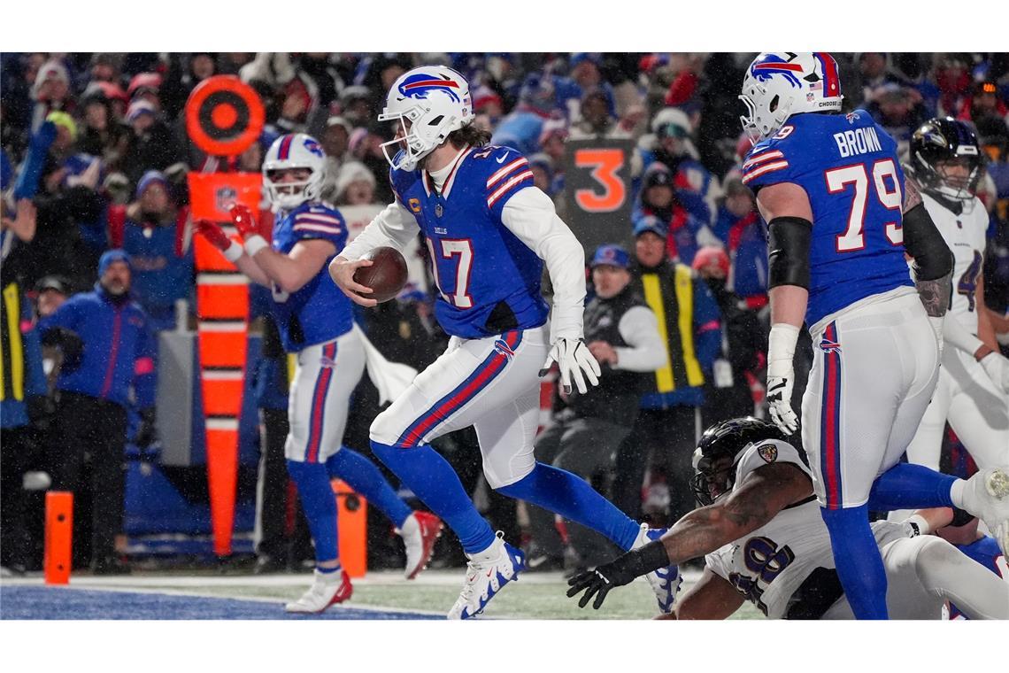 Schon der ersten Halbzeit trug Josh Allen den Ball zweimal in die Endzone.