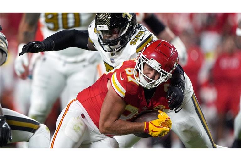 Travis Kelce von den Kansas City Chiefs musste gegen die New Orleans Saints viel einstecken.