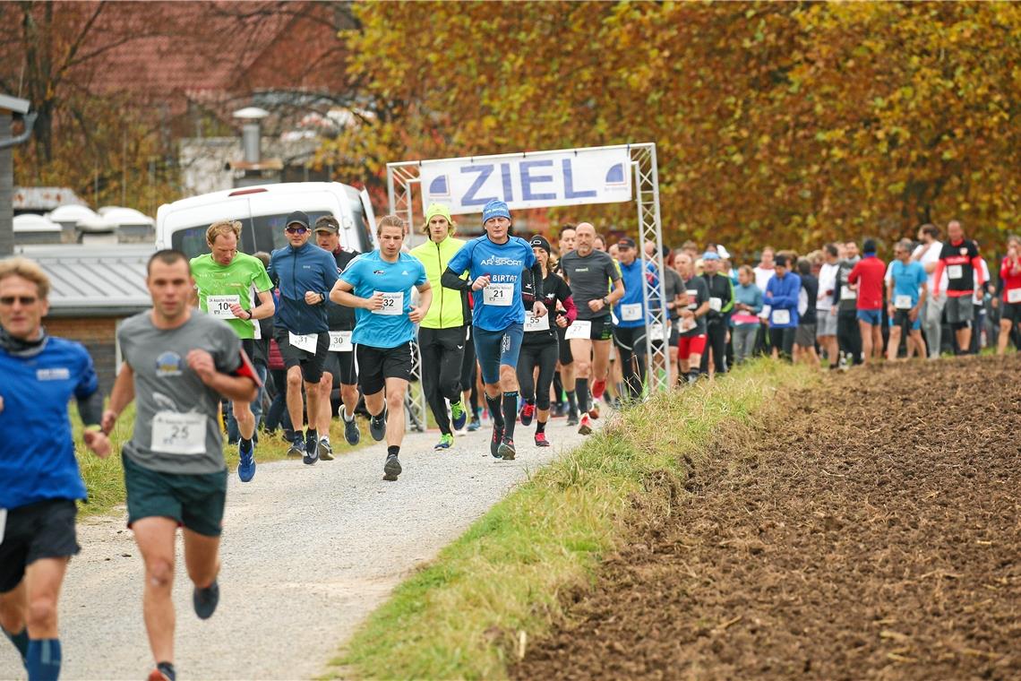 Wie an einer Perlenschnur aufgereiht gingen die 105 Sportler auf die Strecke. Viele bedankten sich bei den Murrtal-Runners, dass der Lauf trotz Coronaregeln veranstaltet wurde. Fotos: A. Becher