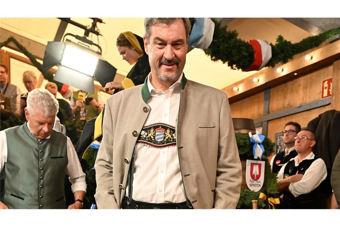 Zum ersten Mal in Lederhosen: Bayerns Ministerpräsident Markus Söder (CSU).