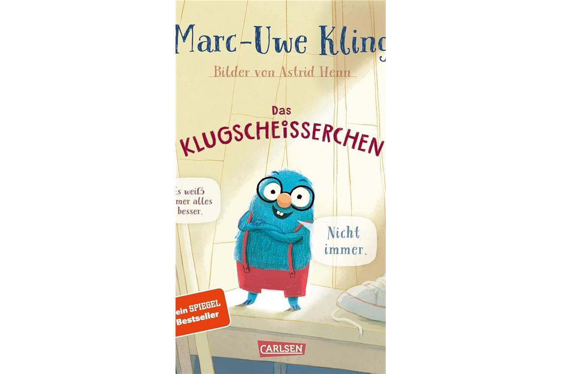 Zum Spaß haben – Marc-Uwe Kling: Das Klugscheißerchen. Carlsen-Verlag. 64 Seiten. 12 Euro. Menschen, die immer alles besser wissen, nerven. Aber so ein kleines, türkisfarbenes  Klugscheißerchen, das auf dem Dachboden wohnt, kommt den Kindern Tina und Theo gerade recht. Neuer Bestseller-Garant aus dem Hause Marc-Uwe Kling. (nja)